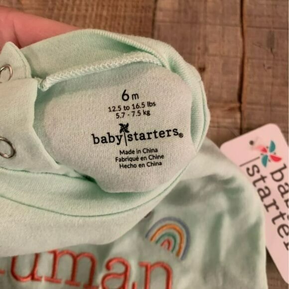 Baby starters gender neutral shorts one piece with kind little human saying -6M - Picture 3 of 7
